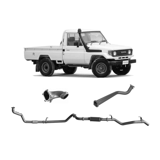 70 Series Land Cruiser Extreme Duty Exhaust - 75 Series Leaf Suspension Front with 1HD Conversion