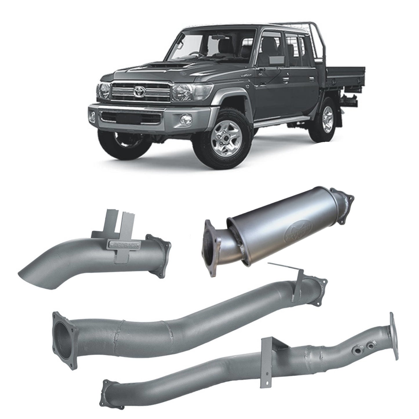 Toyota Land Cruiser Redback Extreme Duty 4" DPF Back Exhaust for Toyota Landcruiser 79 Series Dual Cab
