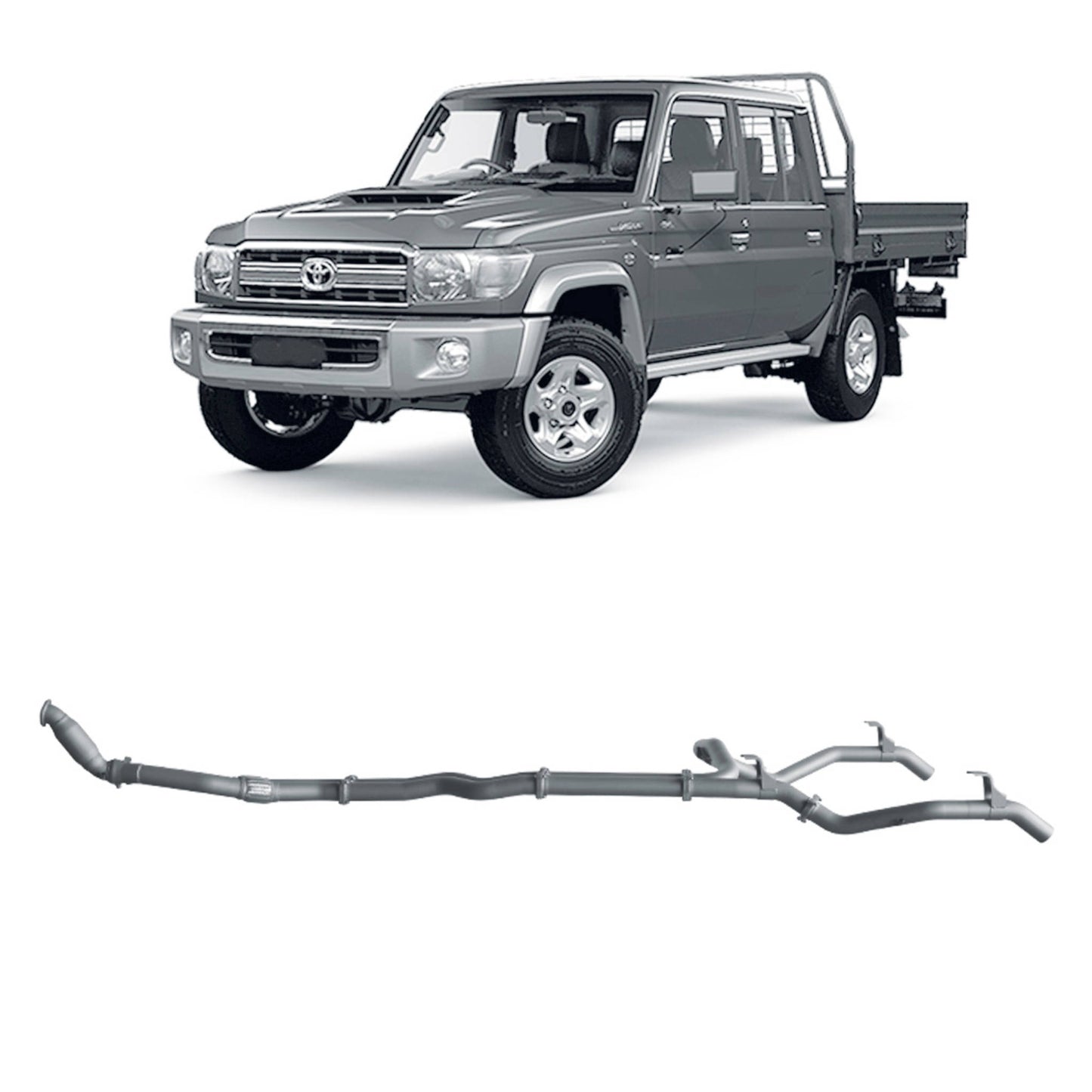 Toyota Land Cruiser Redback Extreme Duty Twin Exhaust for Toyota Landcruiser 79 Series Double Cab (10/2012 - 10/2016)